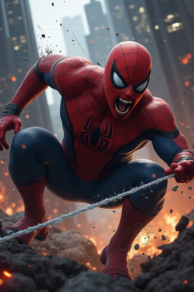 angry spider man fighting 