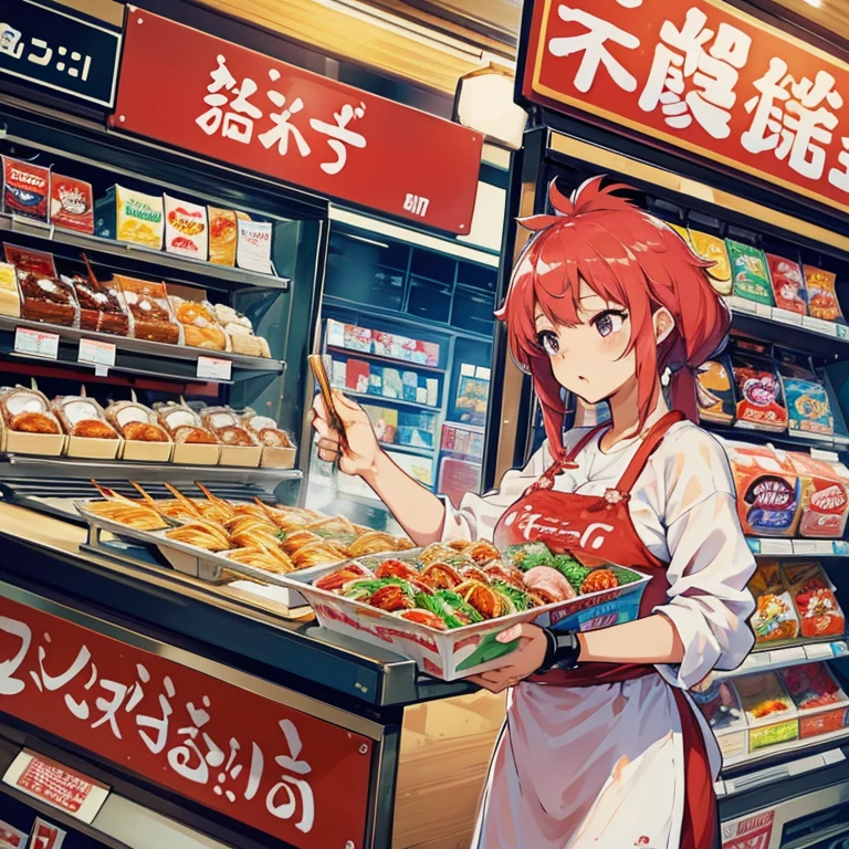 Deep-fried strawberry parfait ramen boiling in the kitchen、Amazing dynamism、Amazing angles、A storm of unstable buoyancy and swirling newspapers、((Many sweet convenience store cakes will float and chase you....)、Iced shekwasha fruit surrounding each other