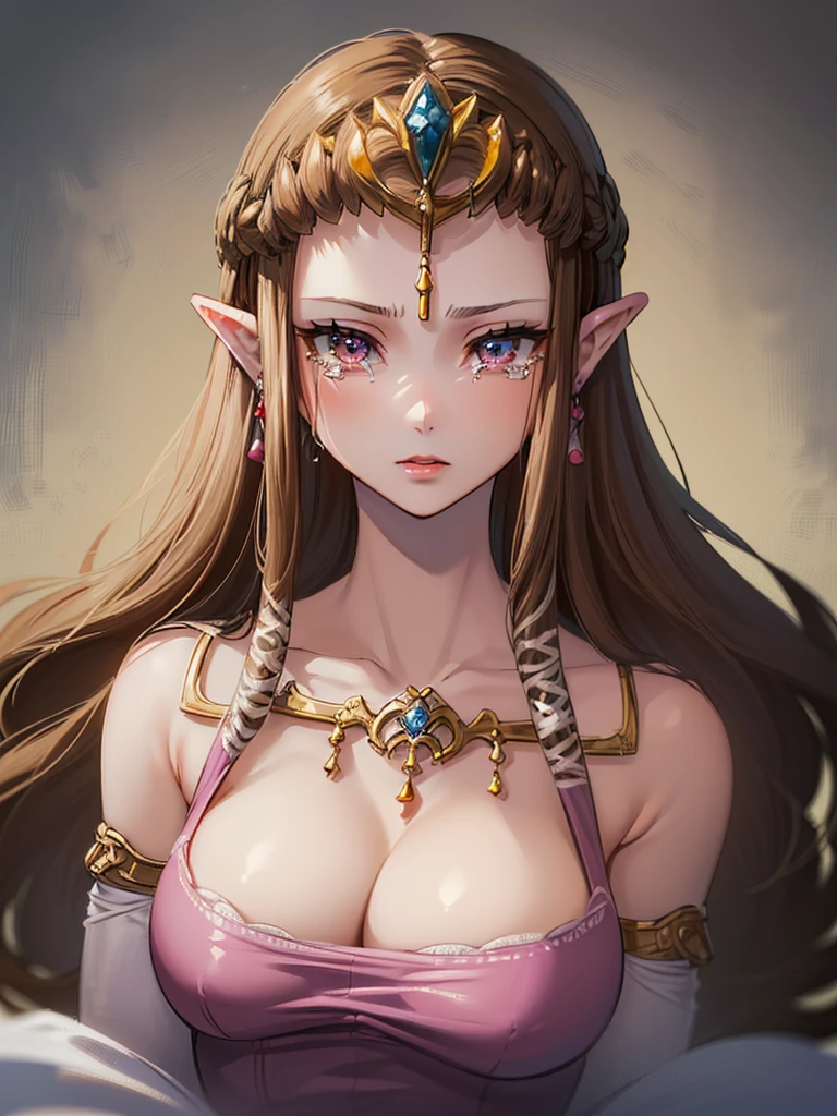 ((Very detailed and beautiful face)),(Underarm)),((((Glossy beautiful lips)))),((((bevel)))),((((Exposed breasts)))),(((((Upper Body)))))),((Exposed shoulders)),((((Portrait of a Person)))),((((With eyes wide open)))),,((Please close your eyes.)),Anime art style,masterpiece,(Highest quality), (Very detailedな),(Very delicate and beautiful),(alone),(Detailed face ),((dissatisfaction))),(((((Mature Woman,Queen))))),((Very beautiful portrait)),((crinoline)),,((Straight Long Hair),(()),((tears)),((())),((((((Part your bangs in the center)))))),((Dark brown hair)),,Princess Zelda, ((Highest quality)), (Very detailed), ,(((constrained))),beauty,beautiful,Princess Zelda, ticker,)),
((At the bed))nintendo, the legend of zelda
