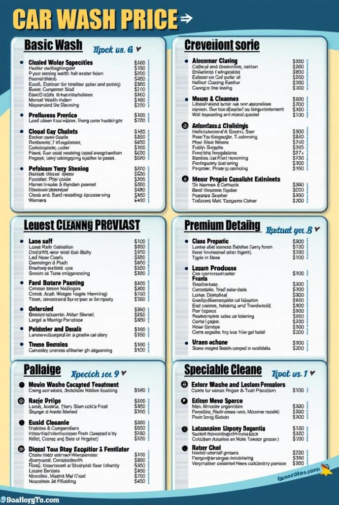Create a price list for car wash