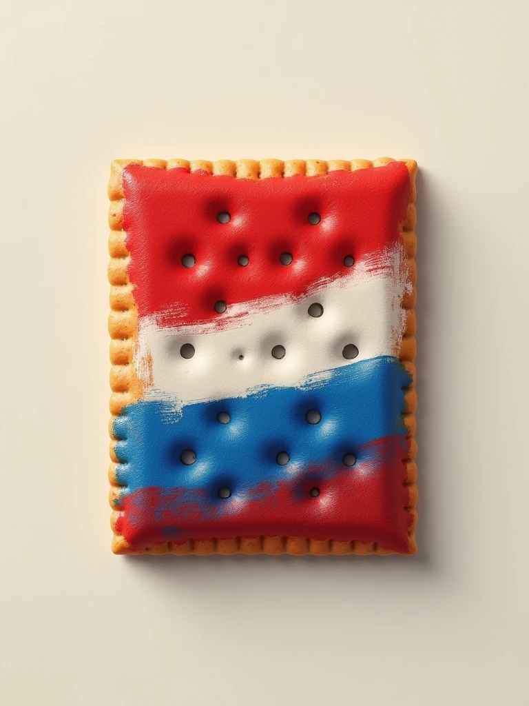 A saltine cracker dyed with the socialist flag