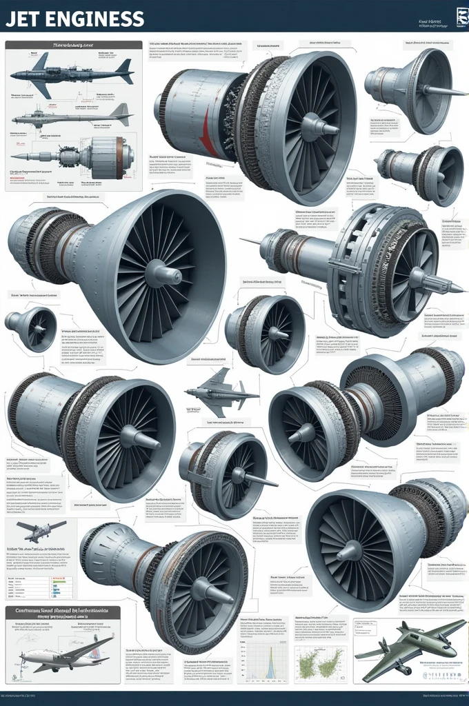Make me a poster on different types of jet engine