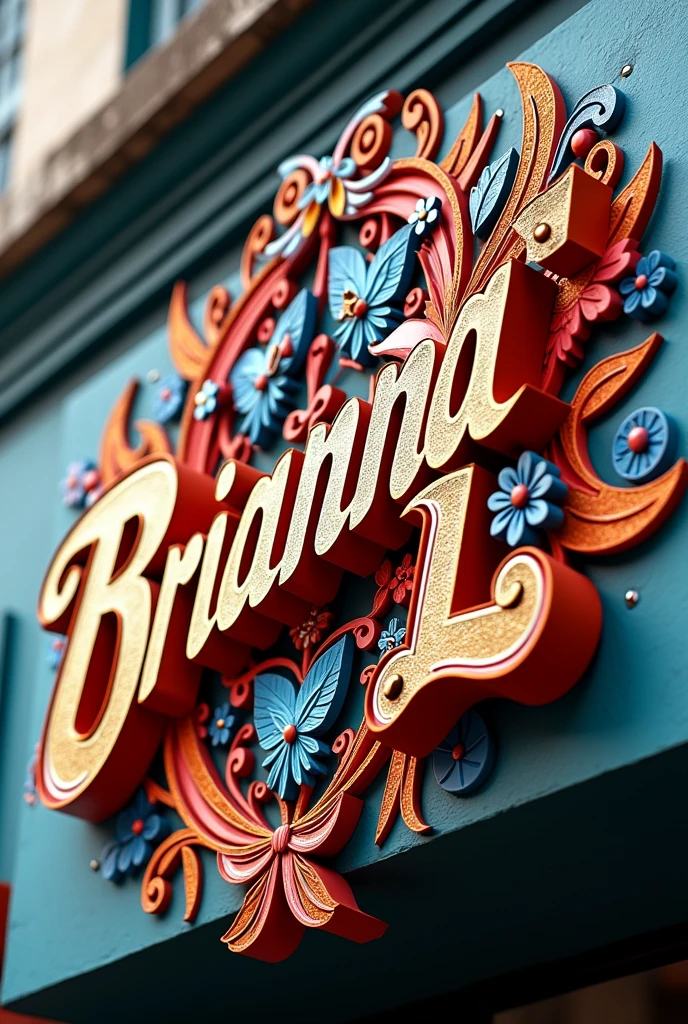 a closeup of a colorful sign with the words "BRIANNA L.", international typography style, lettering, inspired by Rezső Bálint, behance award winner, award winning graphic design, ,