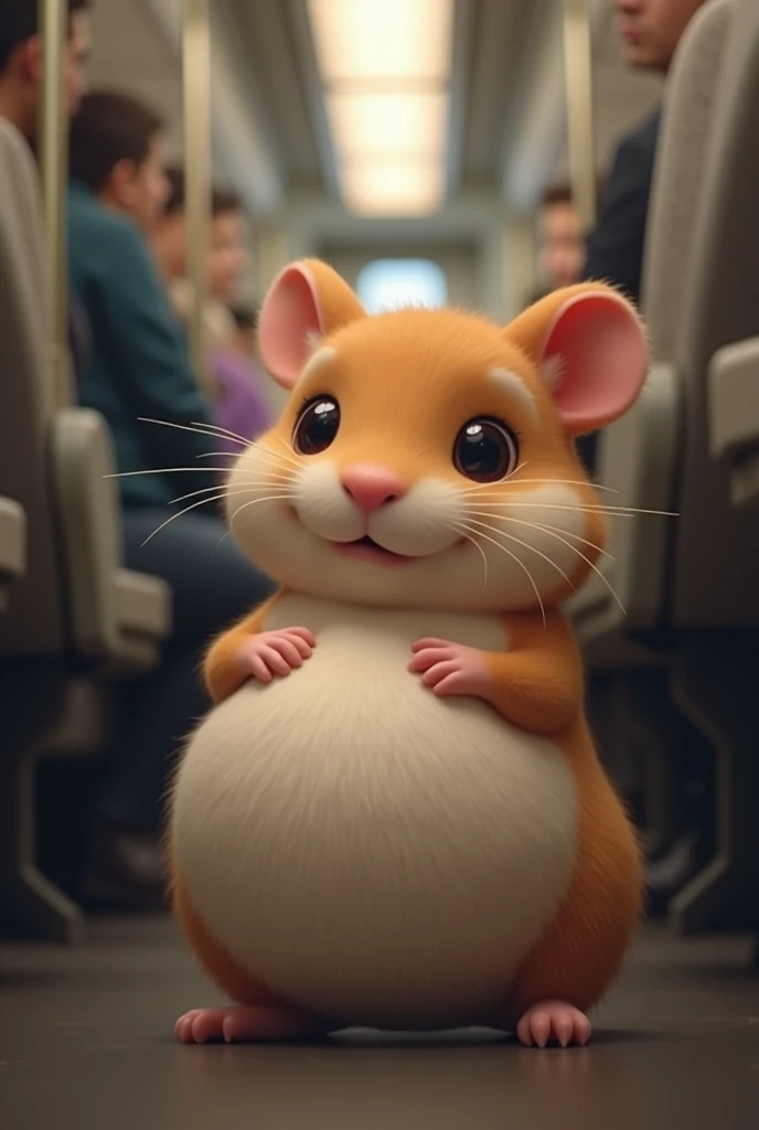 Little female hamster pregnant 9 month in the train
