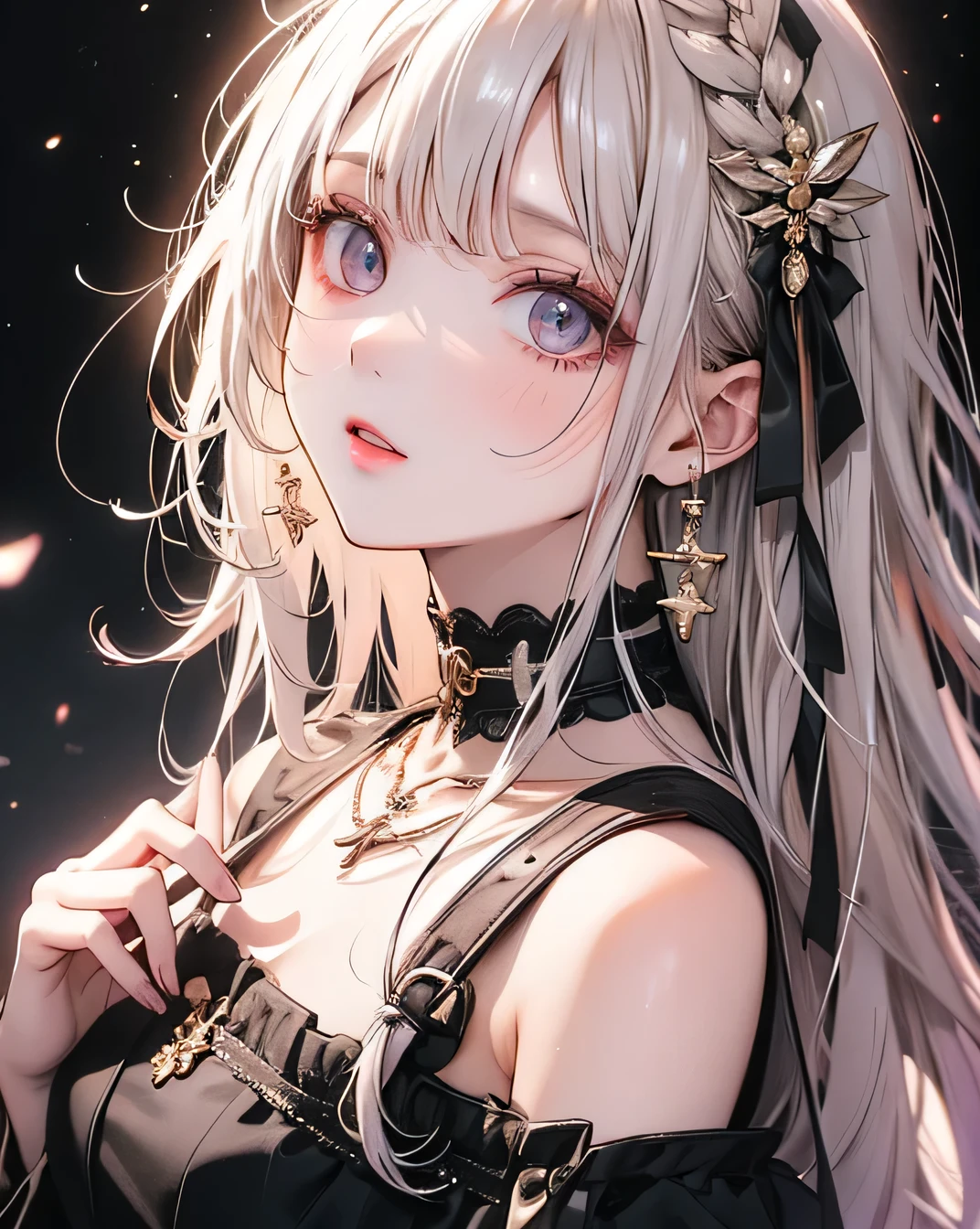 Masterpiece, Highest quality, Ultra-high resolution, Fluorescent color, One beautiful woman, Looking at the audience, Beautiful Face, Beautiful Eyes, (Off the shoulder: 1.2), Lift your head, Upper Body, forest, Shiny Hair, Glowing Skin, Shining Cut,