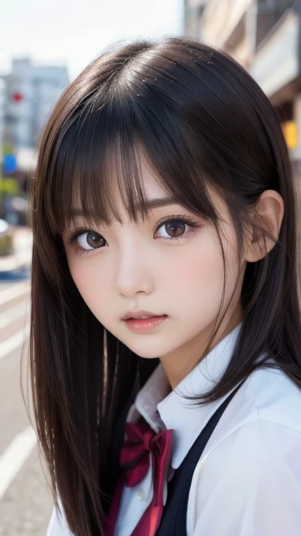 One Girl, (a beauty , delicate :1.3), (Uniform:1.3),((Cute pose)) ,Very detailedな明瞭さ, (Symmetrical eyes:1.3), Small breasts, Thighs、Brown eyes, ((very beautiful long black hair)),((Pixie Cut))、 Brown Hair, ,, (Eye and facial details:1.0),, (masterpiece, Highest quality, Very detailed, Detailed face, 8k)
