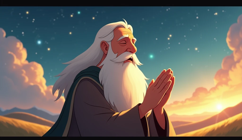 Animated picture of a prophet praying to God