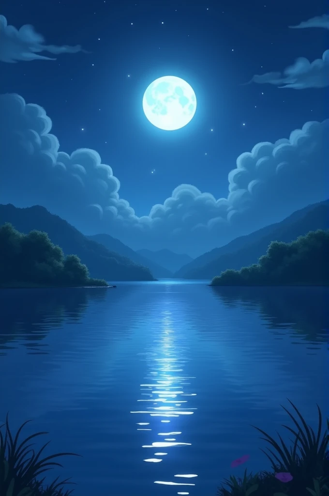 tranquil moonlit night, with soft, shimmering light reflecting on a calm surface of water. The piece’s gentle, flowing melodies might suggest scenes of peaceful nature, a quiet evening by a serene lake, or even a dreamy, ethereal atmosphere where time seems to slow down