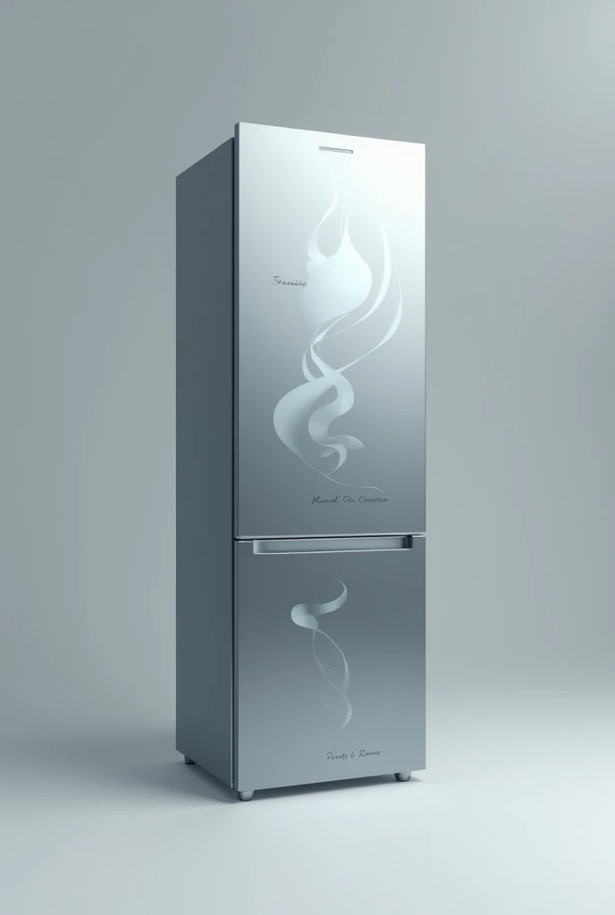 Artistic logo with the silhouette of a silver refrigerator with the name frio tec and the slogan cold technicians