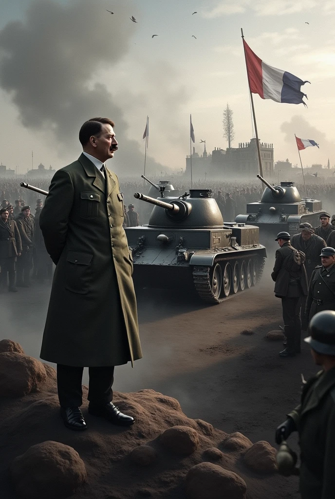 Adolf Hitler victory over France with tanks 