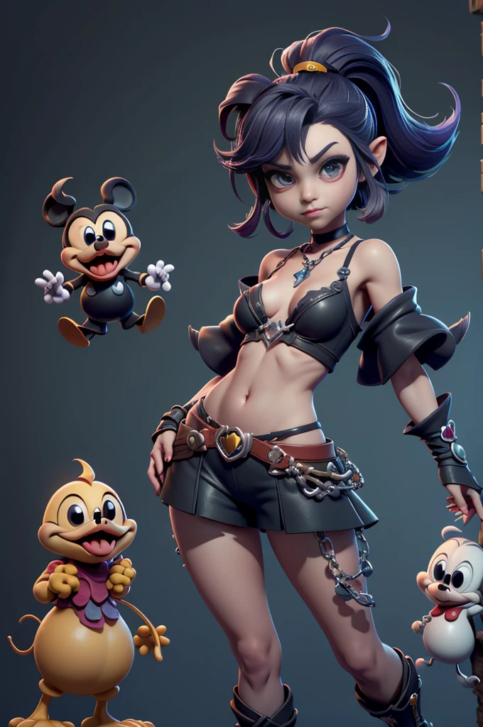 monstros estilos kingdom hearts, baseados em animais,3d style, shadown monster, demons, darkness monster, rayman legends, mickey mouse character style, girl and body, kingdom hearts, malhas leves e quentinhas, cores quentes e alegres, portando espada magica, dark mouse in around, (raytrace),(((sexy e sensual))),naked