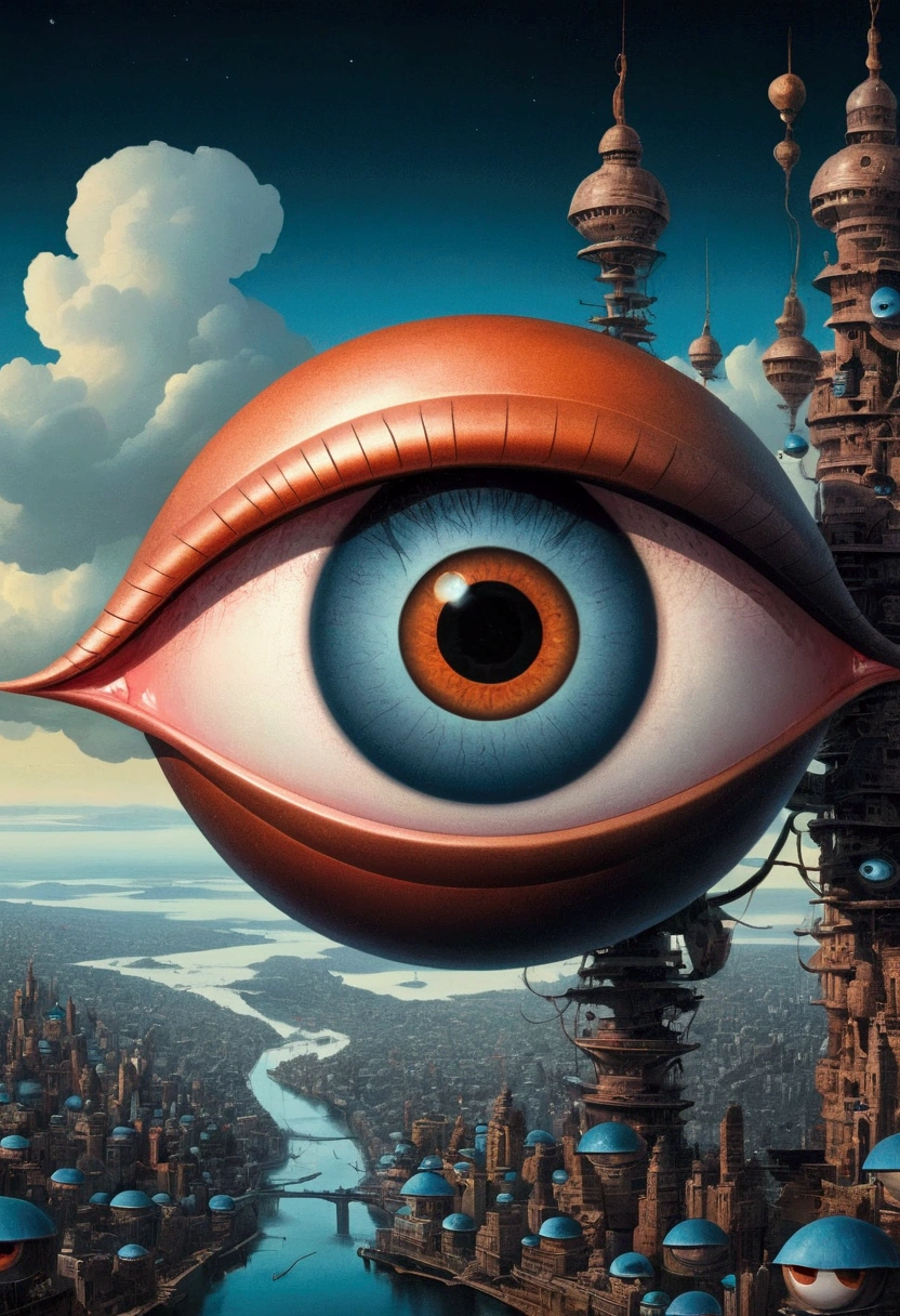 Close-up of giant eye,There are many eyes in the painting, Many huge eyeballs, 低俗Surrealism, eyeballs intricated, 新Surrealism, Protruding eyeballs, 流行Surrealism艺术风格, 流行Surrealism, Greg Beeple, Surrealism, author:Tomek Setovsky, 新Surrealism
