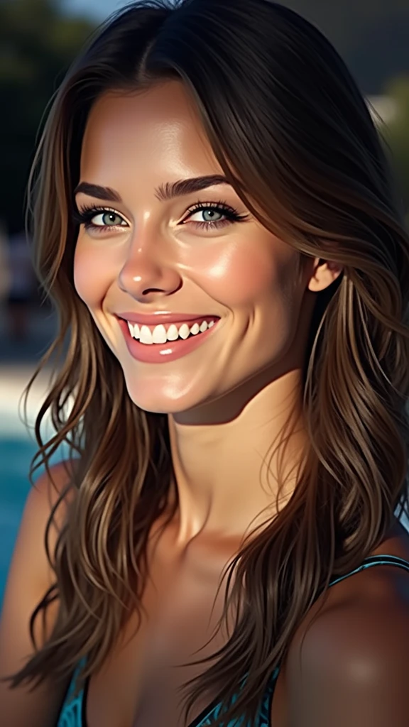 Alexandra daddario using bikini, smiling