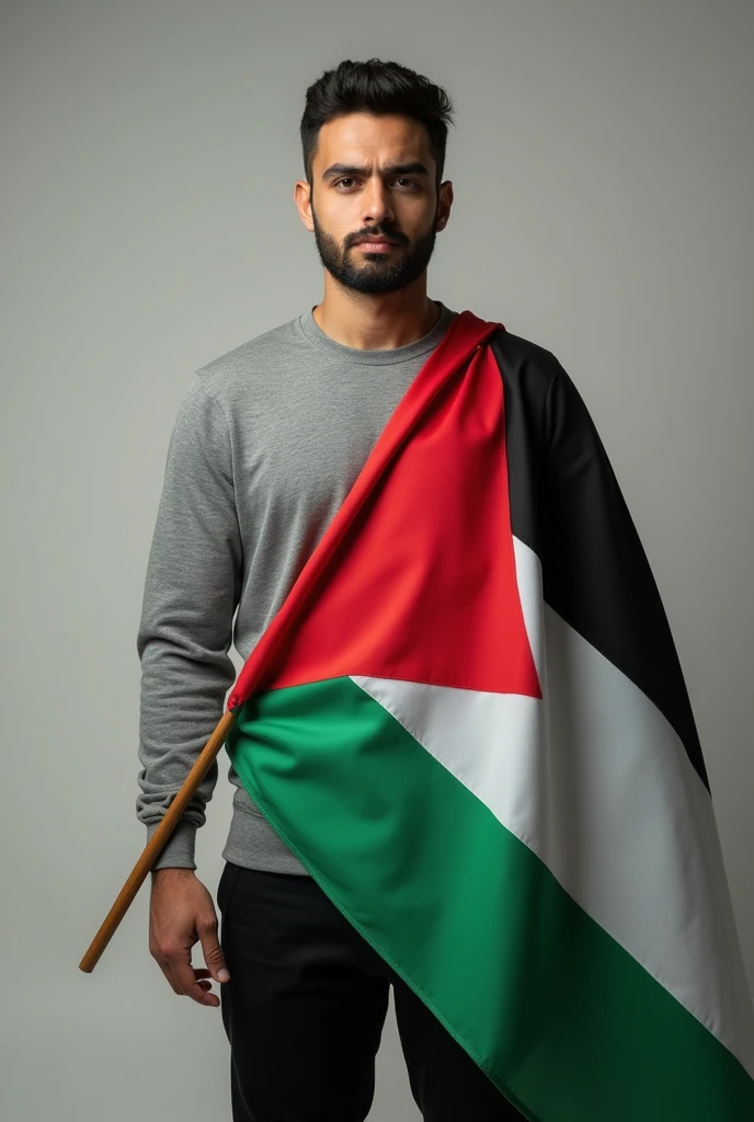 photo of a man and a Palestinian flag in the name of hafizan 