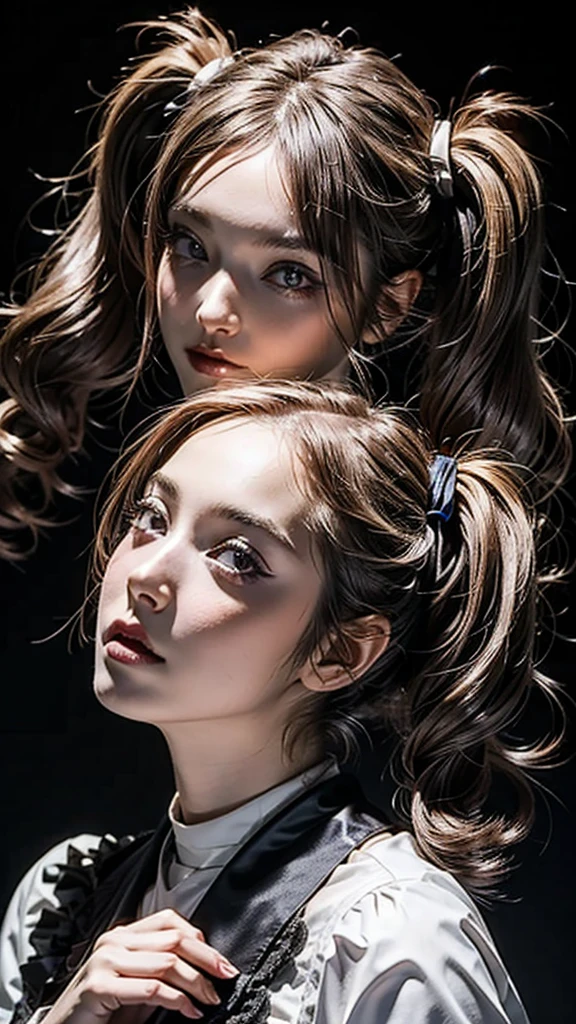 Twin tails, Silver Hair, priest, ~ side, saint, dirty,very beautiful face