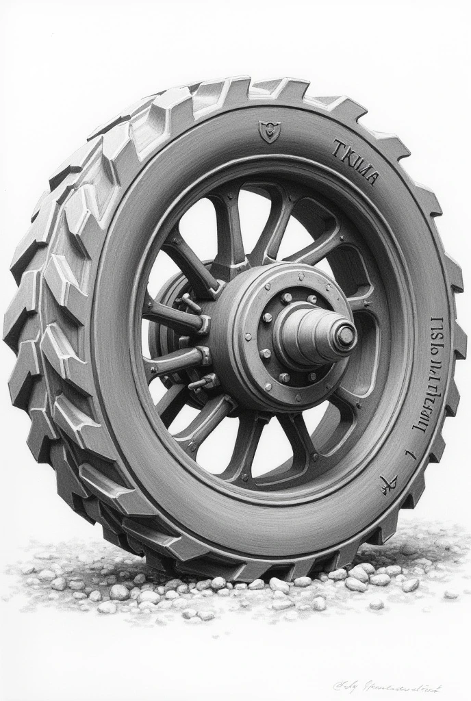Railway LHV coach wheel pencil drawing