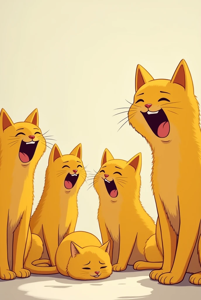Yellow cats laughing at sad cat