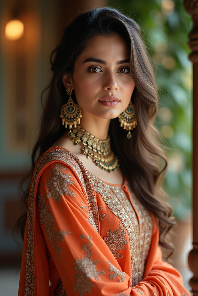 Multiple images of A beautiful Pakistani origin girl wearing traditional Pakistani outfit