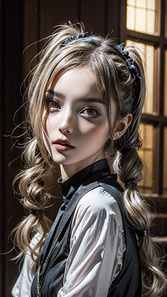 huge, Twin tails, Silver Hair, priest, ~ side, saint, dirty,very beautiful face