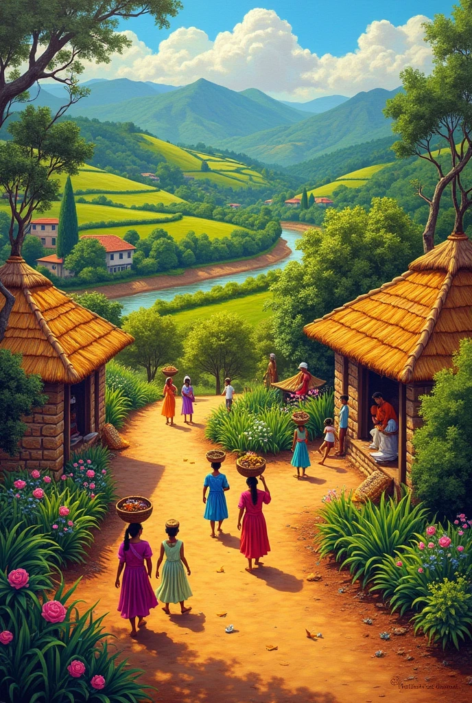 Colour full panting Indian village