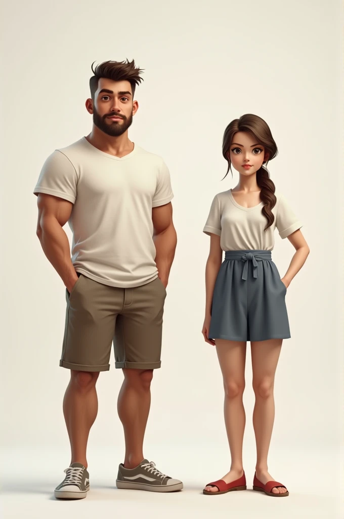 can you make an image of a man with height 1.7m vs a women with height 1.52m