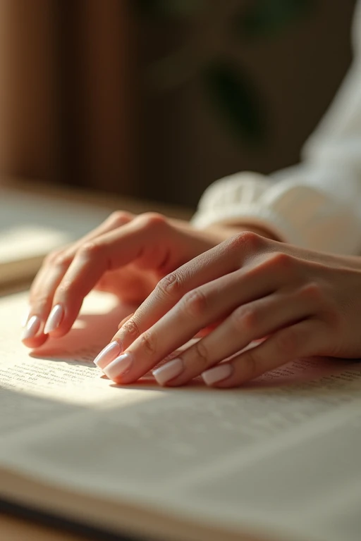 Beautiful hands、nail、Place your hands on the desk、Back of hand