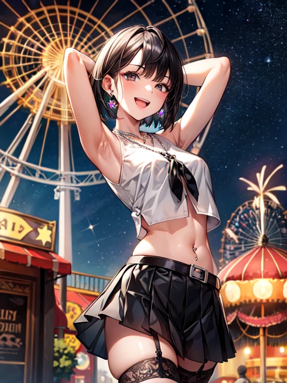  actor、ちいさなスーパーIdol、shy person、Tan Skin、(10歳のgirl)、(Beachで泳いだり)、(Wet school uniform)、(Wet and see-through uniform)、(Laughing)、((Highest quality、8k、masterpiece:1.3))、girl、White Dress:1.1、Cute girl、Primary school students、Young Girl、(Flat Chest)、(Small breasts)、（（（Ａcup）））、bust７５centimeter、Idol、Droopy eyes、yellow、Small and delicate body、Slender、Super detailed face、(Big eyes:1.2)、Make your eyes clearer、double eyelid、Ultra-high resolution,、Wide forehead、No makeup、Realistic eye and facial details, Perfect teeth alignment、Perfect eyes and a perfect mouth、 Cheerleader、スクールSwimwear、Bloomers、1girl、Gravure pose、ponytail、Charm、髪をかき上げながら笑顔でWink、Beach、mini skirt、gold、Beautiful Supermodel, Dark Eyes、Wink、Swimwear、bikini、slender、(Ａcup)、Fairy、ballerina、Shiny satin fabric、Pool Party、Perfect Face、Perfect Eyes、Narrow waist、ribbon、beautiful girl、（Short Hair）、ribbonの髪飾り、Garter Ring、マイクロbikini、(masterpiece), Beautiful Face, 、 Beautiful Eyes, Black Hair, very cute, 8 Life-size,8k resolution, elegant, Approaching perfection, A stunningly beautiful 10-year-old girl(1girl:1.1), Ultra-high resolution, Best Quality, Small round face, Big eyes, Highly detailed face and eyes, Slenderの, Thin thighs, Make your legs thinner,