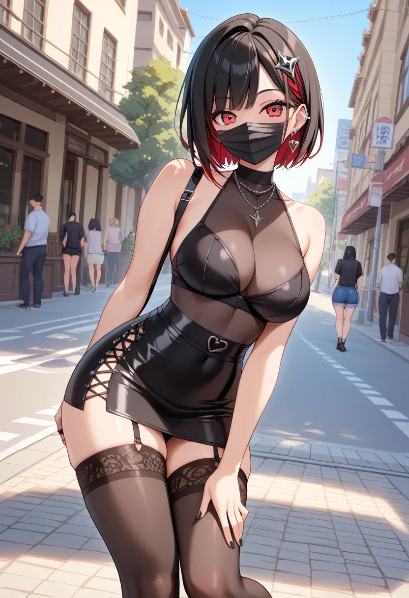 (((Draw only one woman: 2))), Beautiful 18 year old Japanese girl, ((1 screen)), 8k, RAW shot, Highest quality photos, Tabletop, Nice realistic pictures, ((Anatomically correct proportions: 1.5)), ((Perfect Proportions)), Cute girl like a Japanese idol, Detailed face, Detailed eyes, Thin Nose, Detailed hands and fingers, Detailed Weapons, Detailed skin, Leg details, ((Short torso:1.8)), Slender body, (Big breasts and small waist:1.2)、huge 、BDSM, slave, Black midriff corset, bondage, choker, Black Leather Bra、(Body harnesses with complex shapes:1.5)、(black leather harness)、(Wet latex suspenders with complex shapes:1.5)、((Stone Prison:1.5))、(Shooting from the knees:1.5)