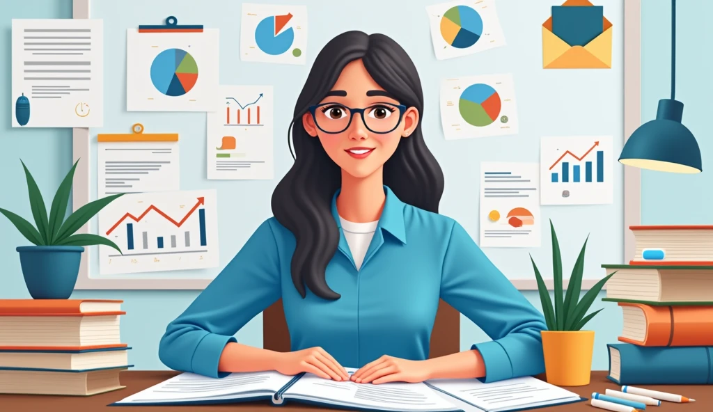Create a cover image for a YouTube channel with the title &#39;How to Pass a Public Exam with These Strategies&#39;. The image must be professional and attractive, with the following characteristics:

Background: Use a background that evokes an academic or study environment, like a study table or a whiteboard with charts and notes.
main image: Include a centered image of a person studying or a picture of a student with study materials., like books or a computer. Additional Elements: Include icons or graphics related to studies and competitions, as diplomas, progress charts or calendars.