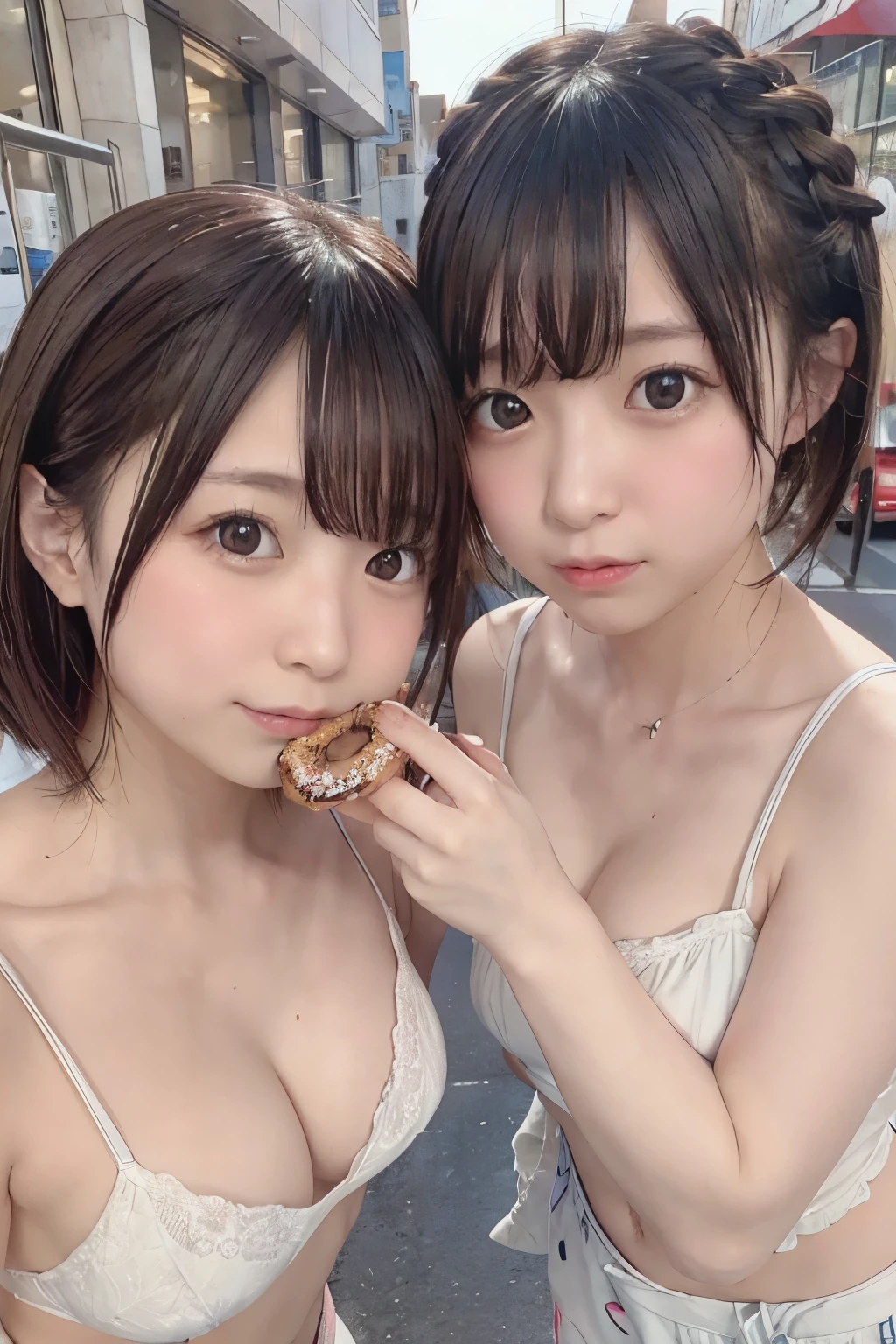 8K, RAW Photo, Best Quality, Masterpiece, Realistic, PhotoRealistic, Extremely Detailed 8k Wallpaper, Beautifully Detailed Eyes, Finely Detailed Face,
BREAK
Professional Lighting,
BREAK
((s-bridge:1.2, 3 Girls are Eating Donuts:1.2)),
BREAK
Perfectly Anatomically Correct:1.0, Beautiful Thin Fingers:1.0,
BREAK
3 Girls, Symmetrical Clear Eyes:1.0,
All Members are Japanese Kawaii s,
Wearing Random SHIMAMURA Summer Clothes,
Random Short Hairs:1.0,
BREAK
SFW:1.0,
BREAK
Bird's View:1.0