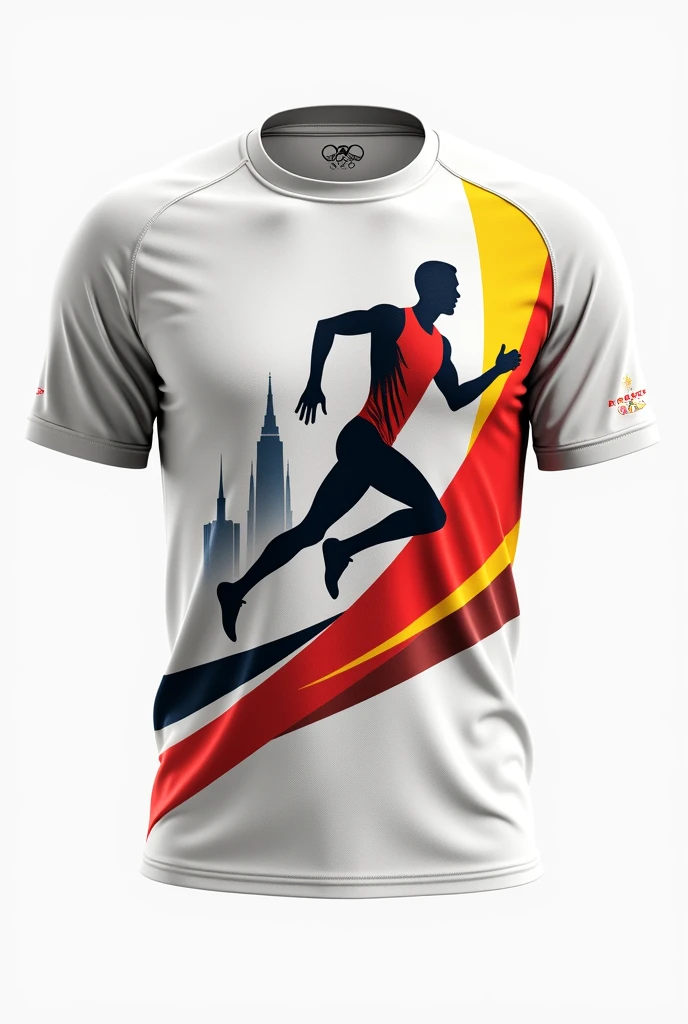 Make a sports shirt with the theme of the Olympics in Atlanta with several minimalist details about the city
