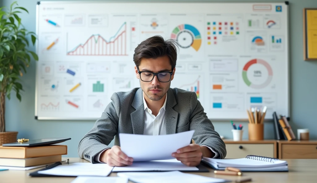 Create a cover image for a YouTube channel with the title &#39;How to Pass a Public Exam with These Strategies&#39;. The image must be professional and attractive, with the following characteristics:

Background: Use a background that evokes an academic or study environment, like a study table or a whiteboard with charts and notes.
main image: Include a centered image of a person studying or a picture of a student with study materials., like books or a computer. Additional Elements: Include icons or graphics related to studies and competitions, as diplomas, progress charts or calendars.