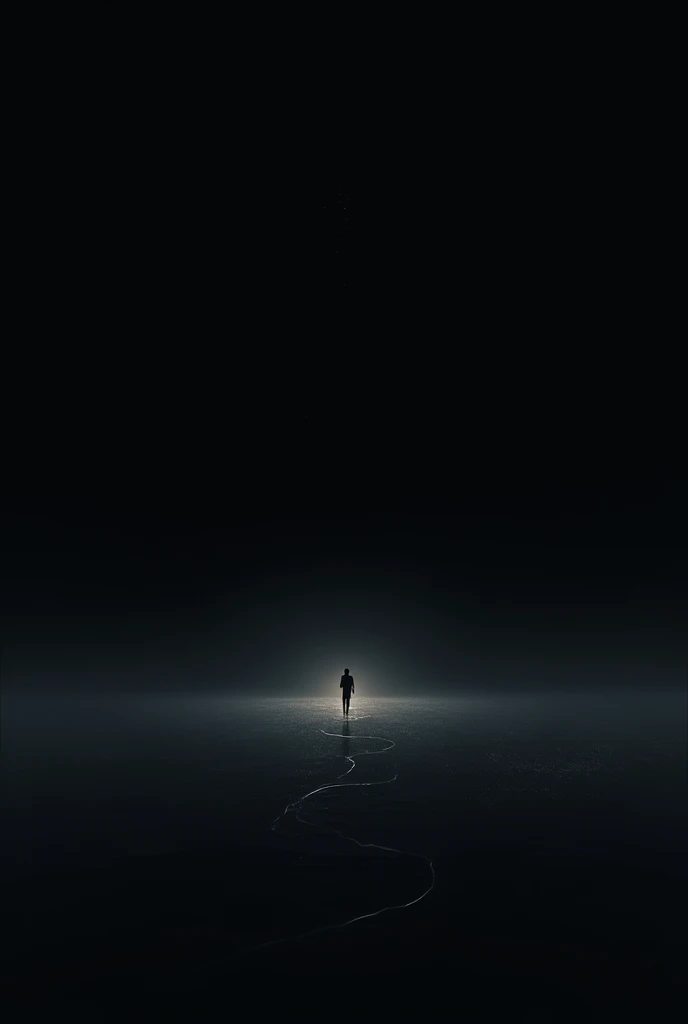 Une image du cosmos dans un style 2D de l'obscurité du cosmos on pourrait y voir un tout petit écrin de lumière quelque chose de très minimaliste à la limite de l'abstrait quelque chose qui représente l'immensité de la noirceur de l'humanité