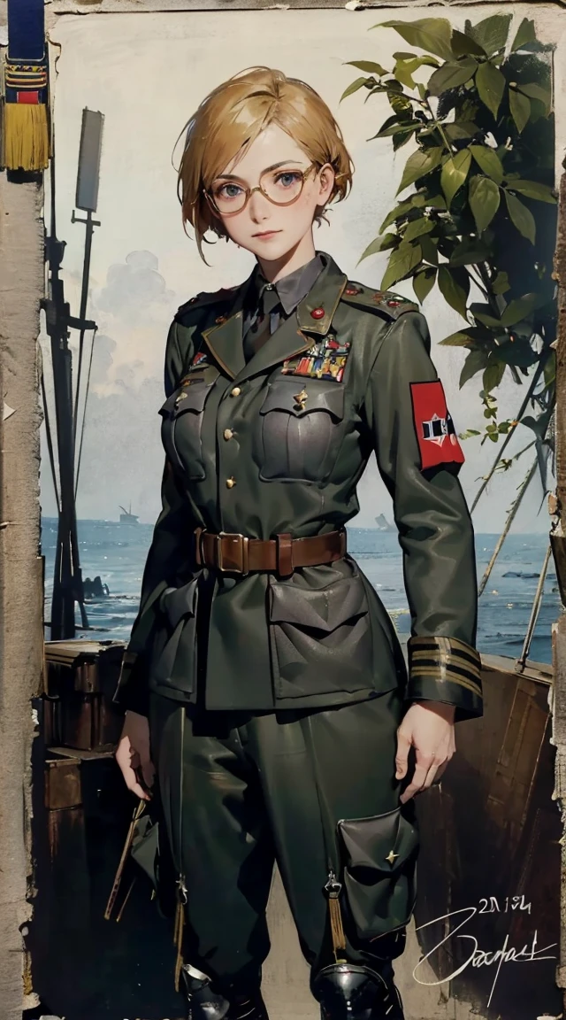 8k,Realistic Photo, Realistic Skin Texture, Superrealism, (WWⅡ-like mechanical suit:1.2), Beach of the Normandy Landing Operation、heavy weapons,vivid textures,animal legs, japanese female soldier,(ultra beautiful face),((super realistic all textures)), ((super intricate all details)), full body shot, ultra sharp photo result, Olive Drab color, scratch, Rust, weathering, steampunk, taken with Fuji film X-T30+Nokton. HDR10,Minimum of 4 pieces created (((masterpiece))), (((best quality))), ((ultra-detailed)), (illustration), (detailed light), ((an extremely delicate and beautiful)), (beautiful detailed eyes), (sunlight), blush, shy, gigantic breasts, uzaki, outdoors, dynamic pose, naked overalls bare shoulders bigass bighip、FUCK FUCKOFF sexlyroupa modesta, remote shooting, detailed beautiful delicate face, Detailed beautiful delicate eyes, perfect facial proportions, High definition skin, thin skin, best four inch aspect ratio. With a thumb, a masterpiece, highy detailed, Realistic, (German World War II general uniform reference : 1.8), the highest facial resolution, , modestly dressed woman, fully dressed, ( mic, blackquality hair, black bangs straight, super thin braids, bangs straight, Red glasses, dark green eye, science fiction, Fighter aircraft, standing On the landing of a Fighter aircraft, the agency, a deeply intelligent personality, A calm expression, a respectful face, a war, a Fighter aircraft gwen tennyson,1girl,tracer,jill valentine, rebecca chambers,overwatch,resident evil,close up,mecha pilot,body paint, haunted forest,tattoos,blue and gray plugsuit,hair pin,steel short sleeve silk top,steel cargo pants,uncovered belly, short hair,cute makeup,green eyes,red and gold hair,shy smile,freckles, redhead,beautiful girl,large breasts, ultra detailed,realistic,fantasy art, military uniform,steel armor,haunted lab,moonlight,police uniform,pilot jacket,