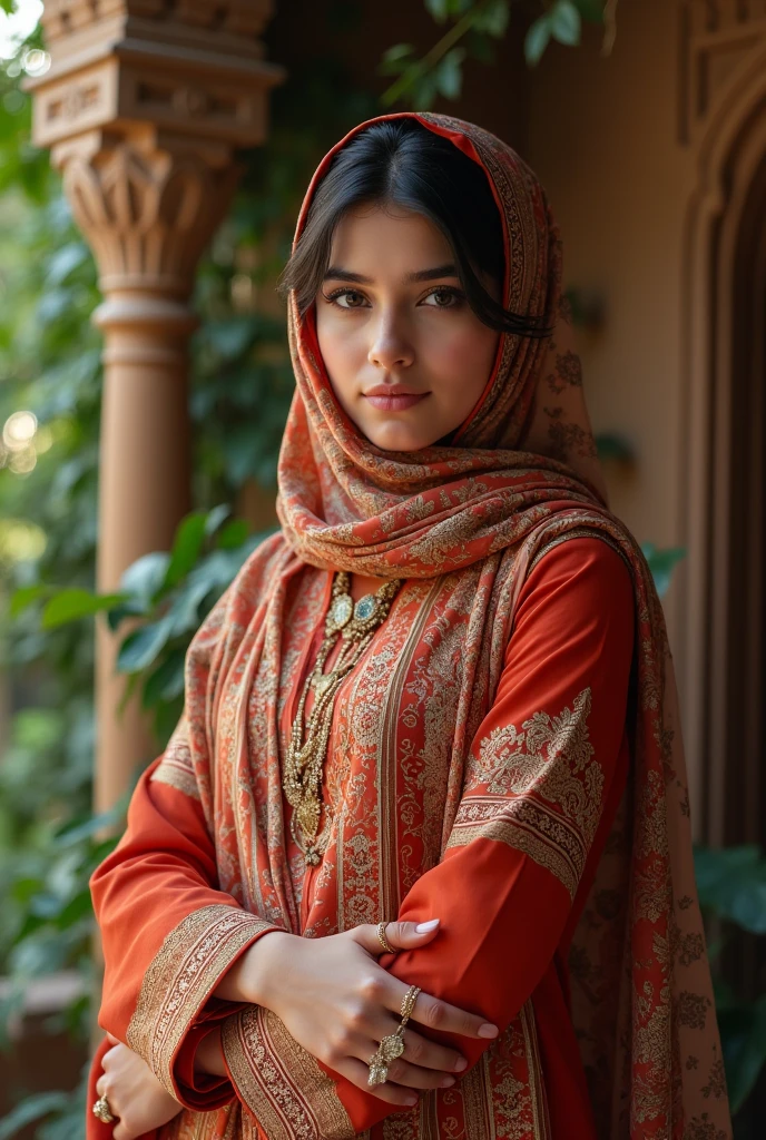Multiple images of A beautiful Pakistani origin girl wearing traditional Pakistani outfit and hijab