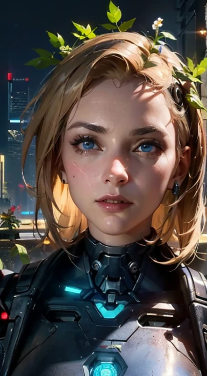 (La Best Quality,A high resolution,Ultra - detailed,actual),Ariana Grande is a robot with a plant on her head, (friendly cyborg girl with flowers and plants :1.4) , Portrait of humanoid woman, Beautiful white cyborg girl, portrait of an android woman, (cyborg vegetable mechanical foliage :1.4) , Portrait of a futuristic robot, (hermosa chica cyborg white :1.4) , android woman portrait, beautiful female cyborg, beautiful and seductive female cyborg, (cyberpunk in the cyborg foliage :1.4) , (perfect cyborg woman), More detailed 8K.unreal engine:1.4,UHD,La Best Quality:1.4, photorealistic:1.4, skin texture:1.4, masterpiece:1.8,first work, Best Quality,object object], (detailed face features:1.3),(The correct proportions),(Beautiful blue eyes:1.4 ),  (cowboy pose),(Ruined dungeon ruins background:1.4 ), (Perfect anatomy :1.4),( cinematic lighting :1.4) 
