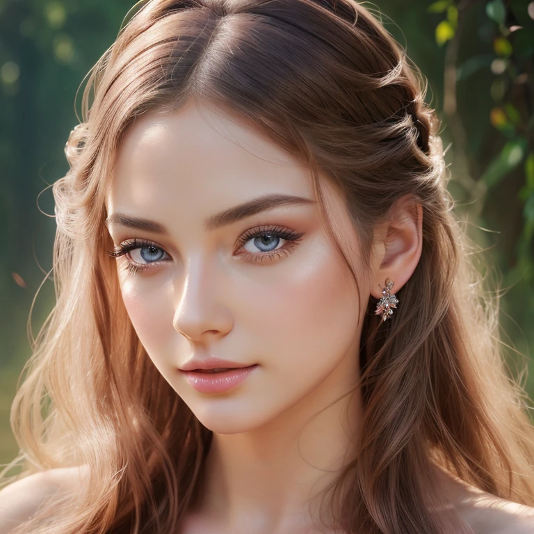 a gorgeous nymph, detailed high quality full body portrait, blushing face, beautiful detailed eyes, beautiful detailed lips, extremely detailed face, long eyelashes, porcelain skin, flowing hair, graceful pose, ethereal, fantasy, vibrant colors, natural lighting, photorealistic, 8k, best quality, masterpiece
