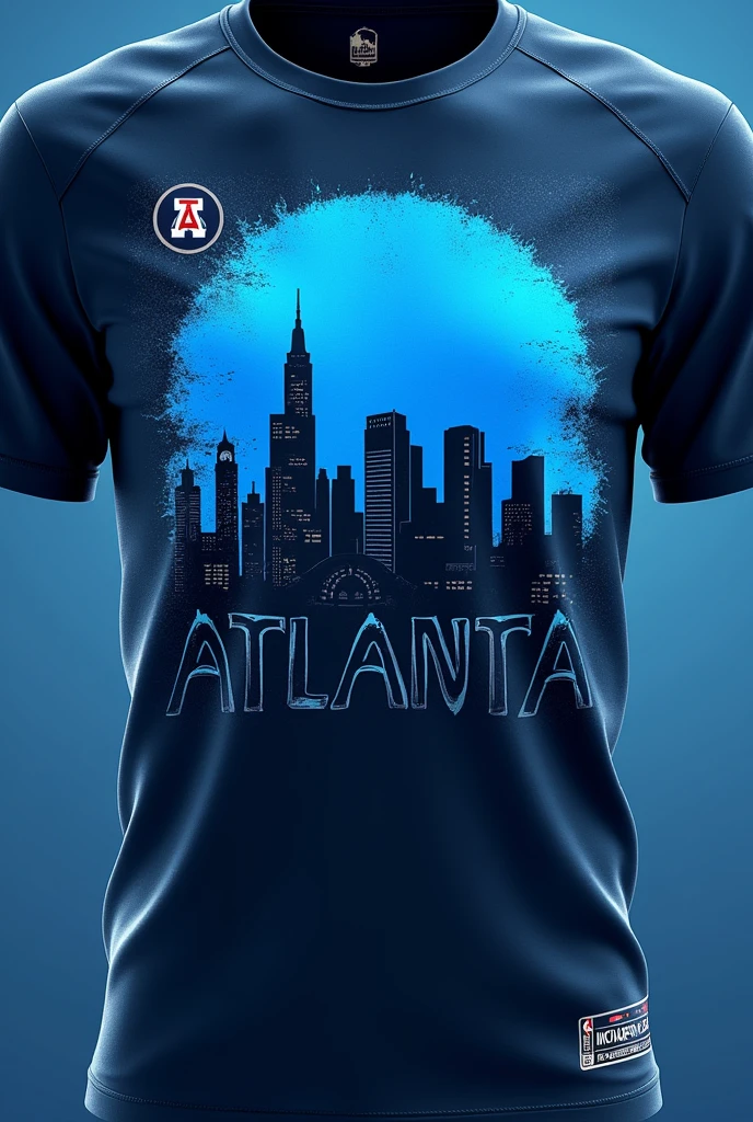 Make an Atlanta City Sports Shirt with Dark Blue and Light Blue Colors