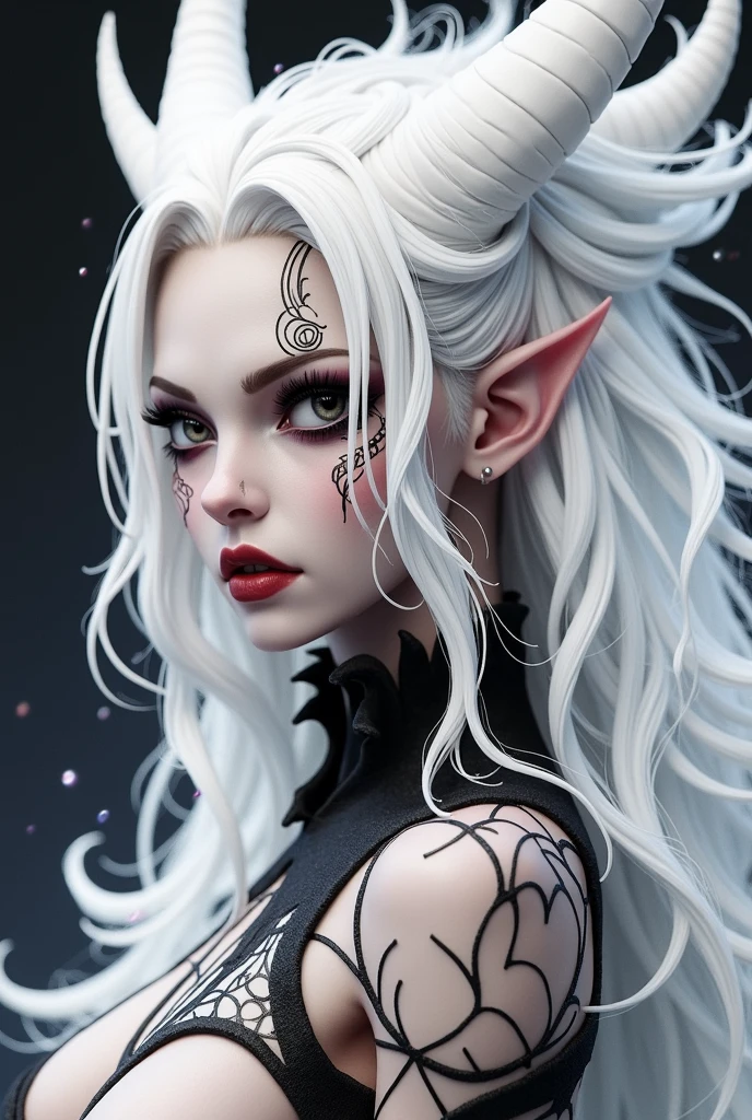 a white-haired demon with horns