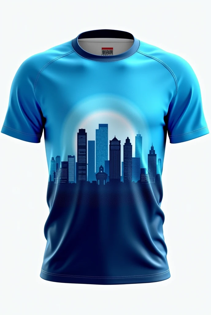 Make an Atlanta City Sports Shirt with Light Blue and Dark Blue Colors