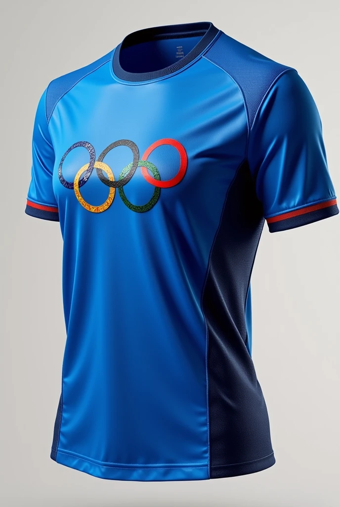 make a blue sports shirt with olympics themed details in atlanta 
