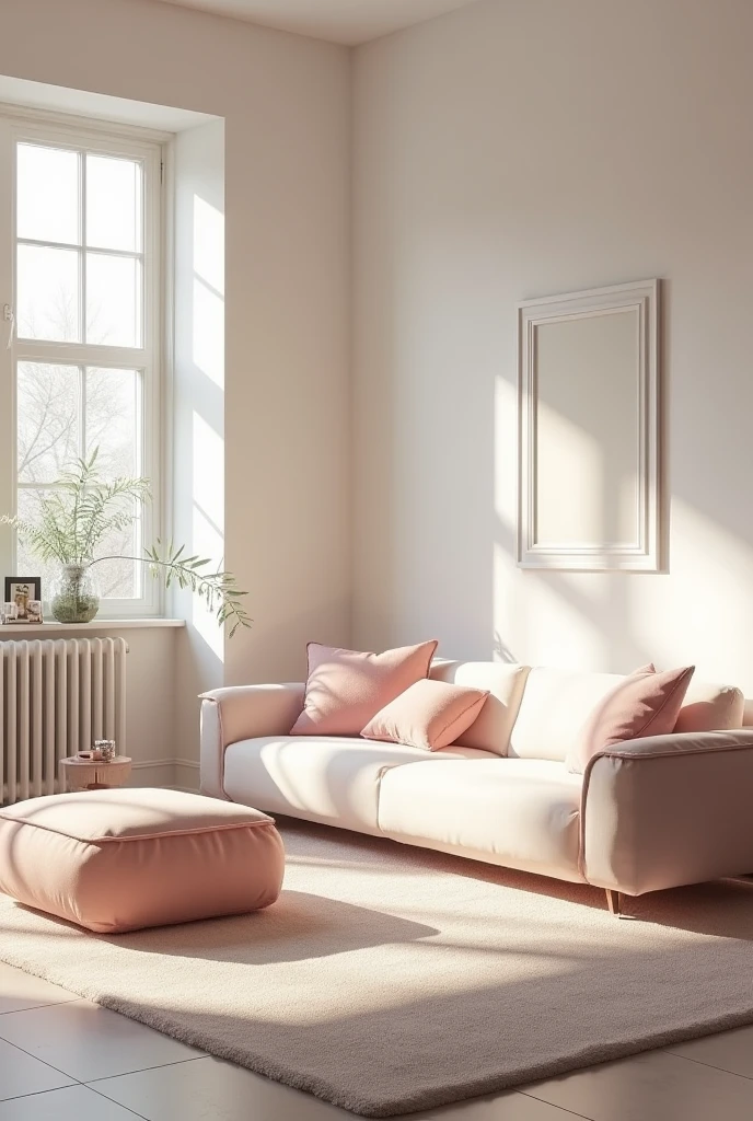 A sofa set with bedroom chairs white and pink color