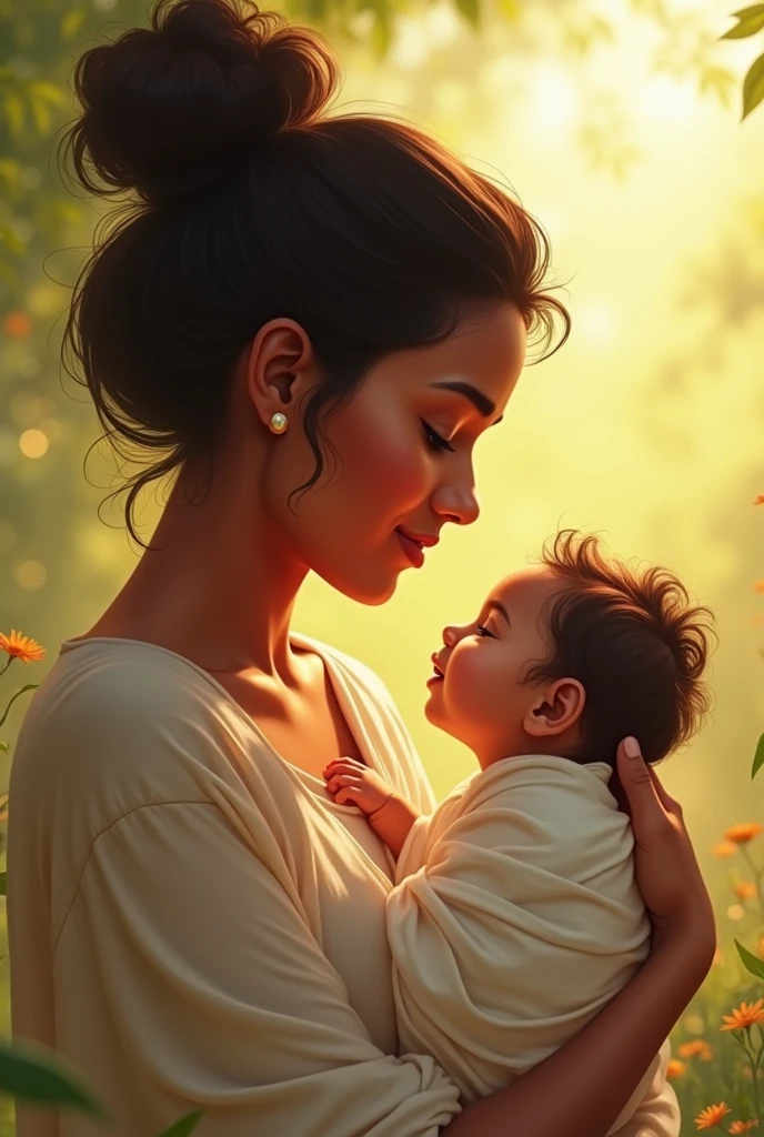 Mom and baby cute indian skin tone beutifull