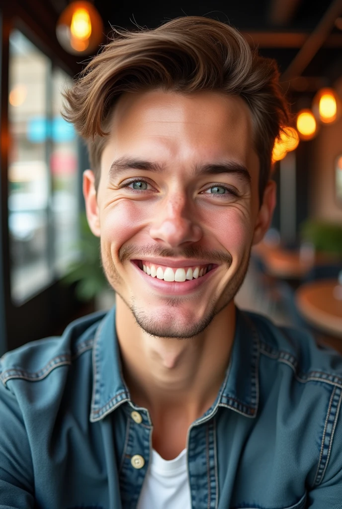 Create a selfie picture for a 20 year old german boy