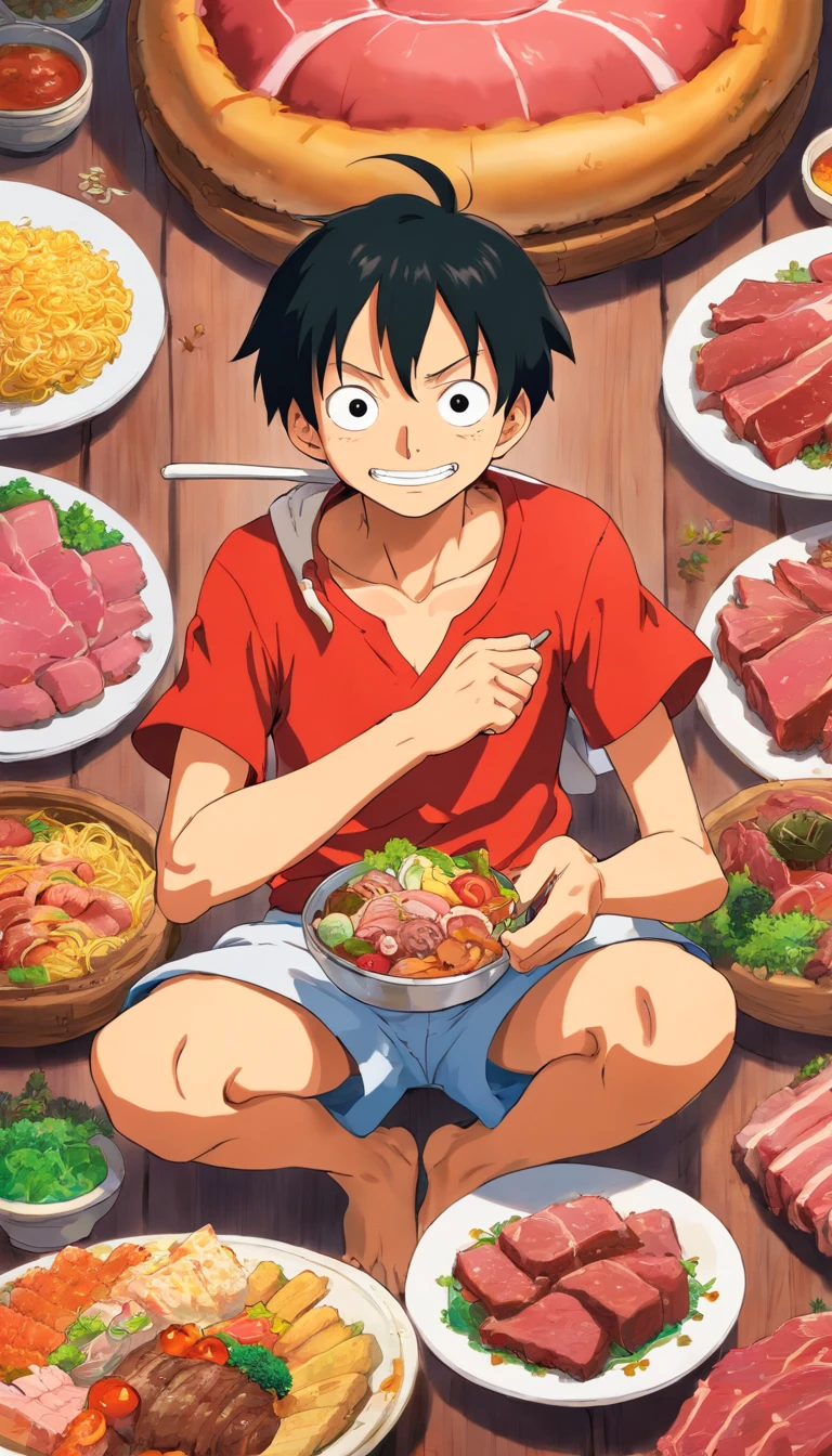 Luffy、Eat a lot of meat
