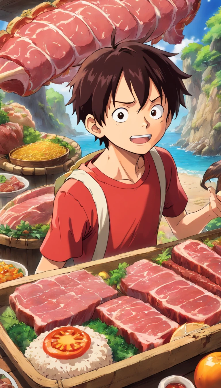 Luffy、Eat a lot of meat 