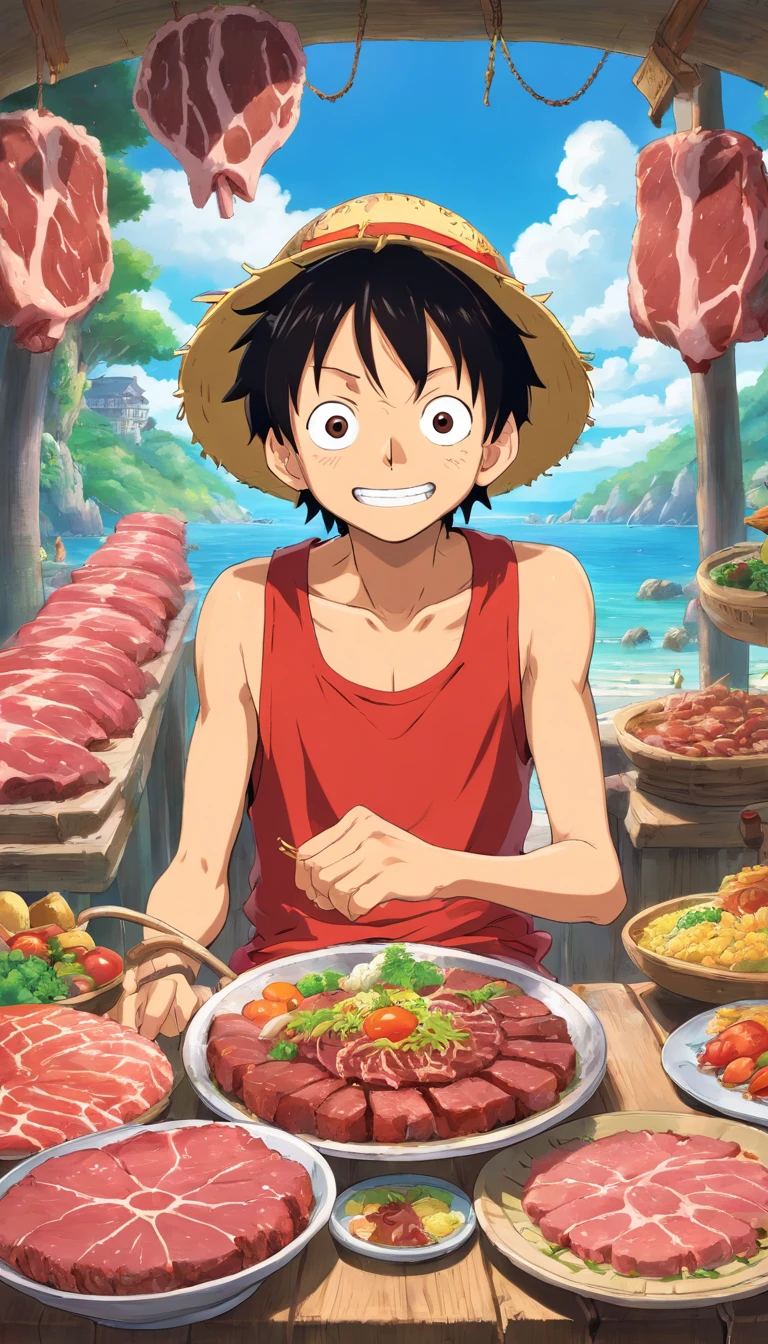 Luffy、Eat a lot of meat 