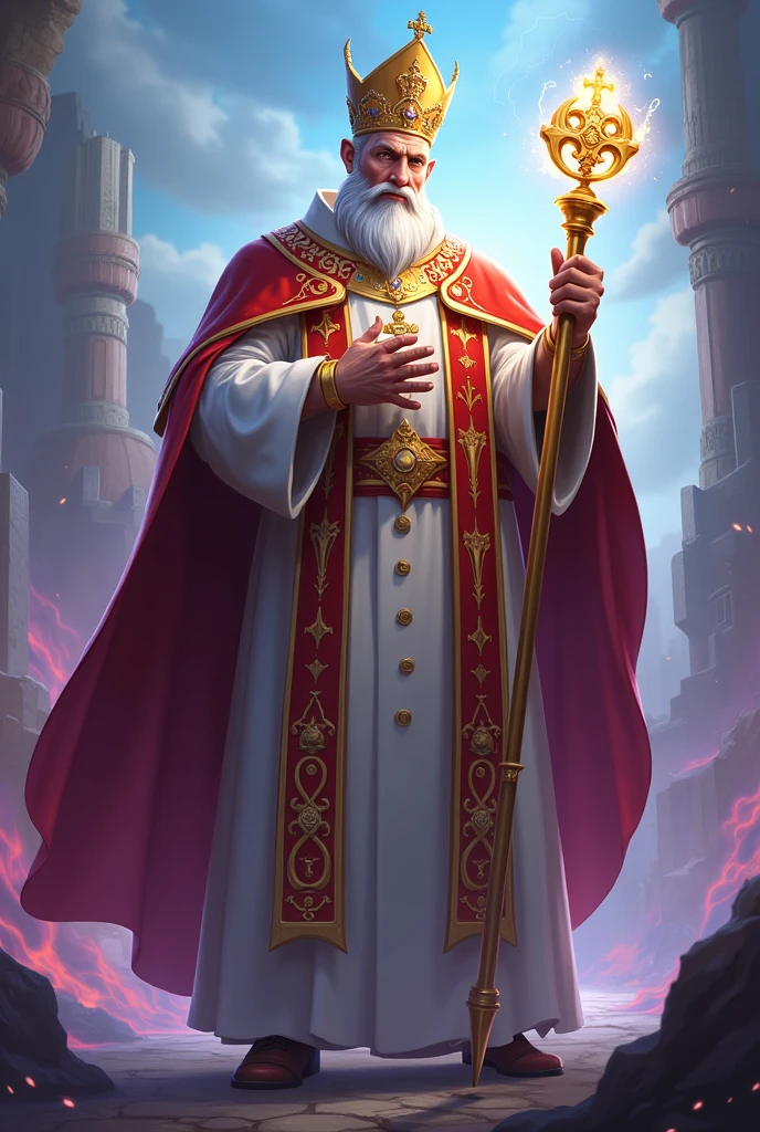Pope being a playable character in a match of mobile legends