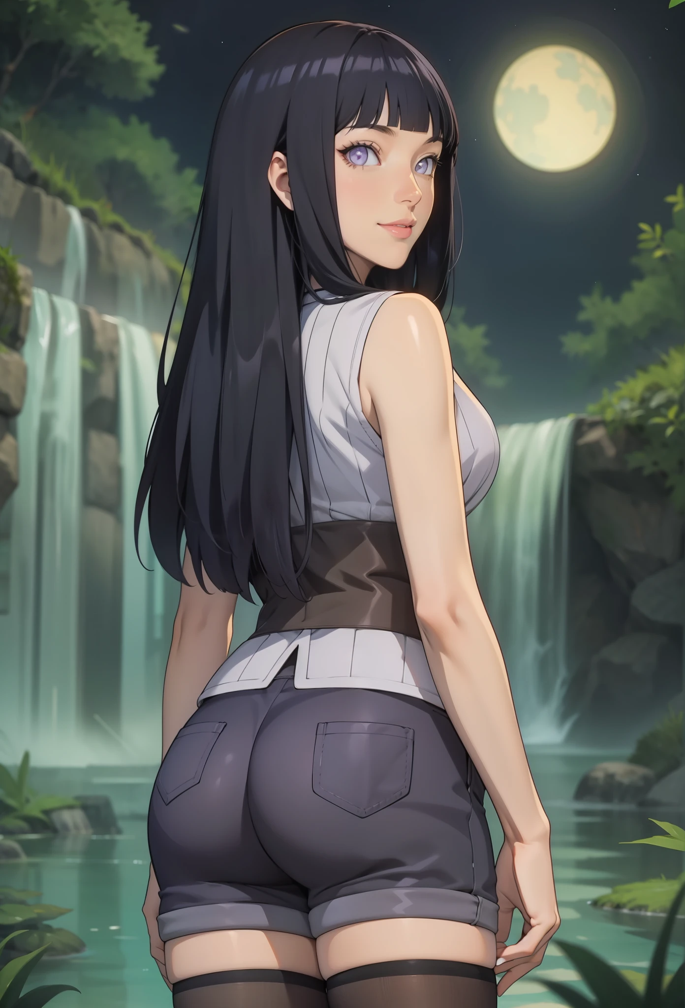 perfect eyes:1.2, detailed eyes:1.4, smile, brush, shy, hyuugahin, light gray top, purple eyes, white eyes, no pupils, "black long hair", 1girl, blunt bangs, cowboy shot, 1girl, solo, (masterpiece:1.6, best quality), 8k, insane details, intricate details, hyperdetailed, hyper quality, high detail, ultra detailed, professional, HDR, ray tracing reflection, cinematic lighting,