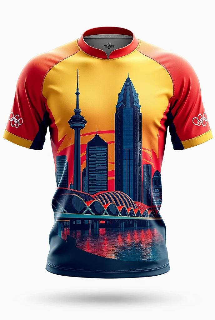 make a sports shirt with drawings of the atlanta olympic city below
